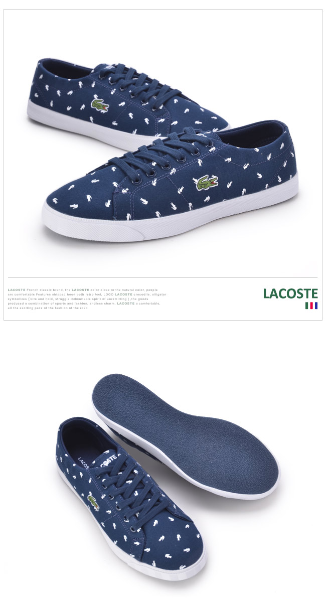 LACOSTE marcel 女用LOGO綁帶休閒鞋-藍色