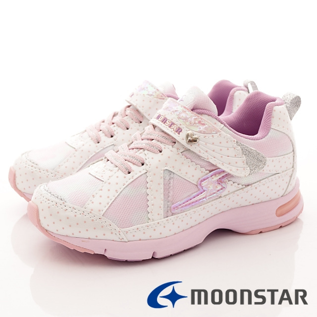 日本月星 頂級競速童鞋 甜心點點機能運動鞋 EI051 白 (中大童段)