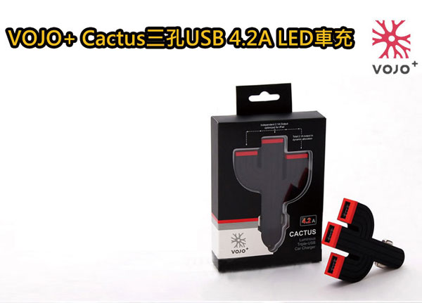 VOJO+ Cactus三孔USB 4.2A LED車充
