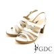 GDC-性感時尚雙色側扣帶真皮羅馬高跟涼鞋-白色 product thumbnail 1