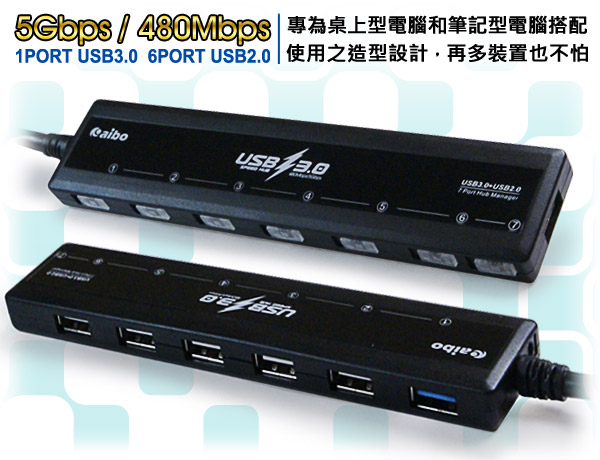 aibo H32 USB3.0 獨立開關 7PORT HUB 集線器