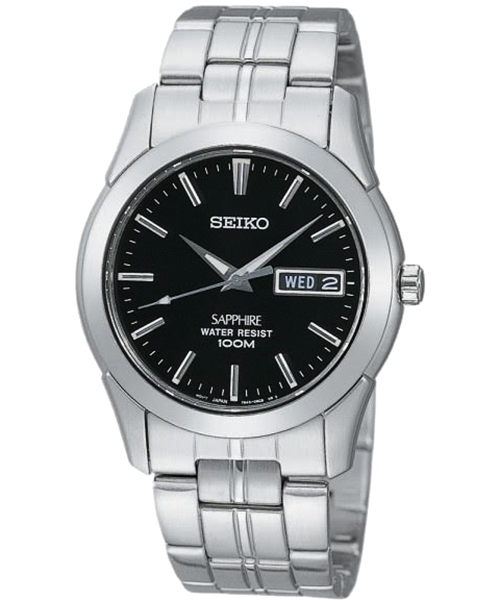 SEIKO 經典藍寶石水晶鏡面鋼帶錶(SGG715J1)-黑