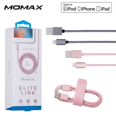 MOMAX 蘋果Lightning MFi認證編織款充電傳輸線 3M
