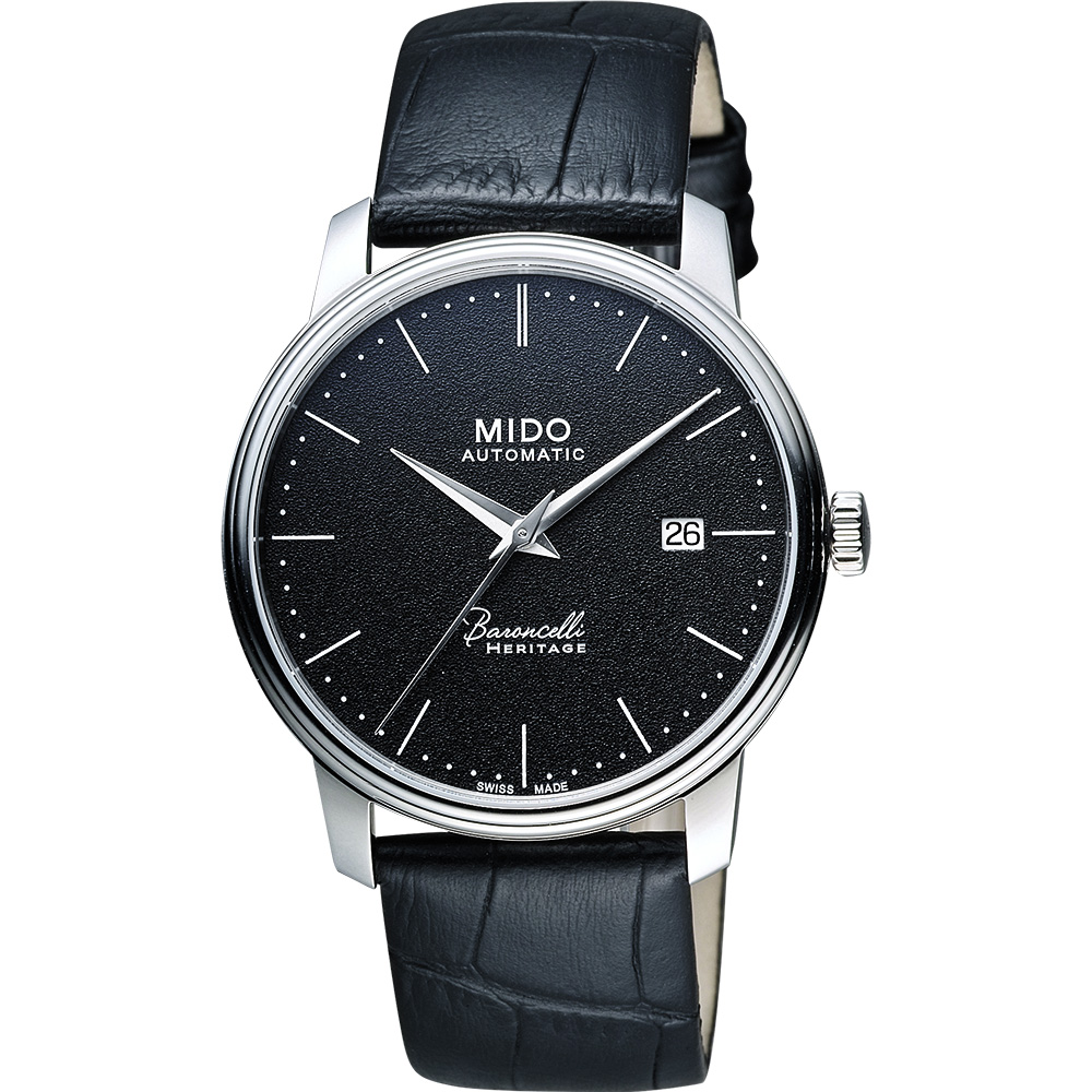 MIDO 美度 官方授權 Baroncelli III Heritage 復刻經典機械腕錶-黑/41mm M0274071605000