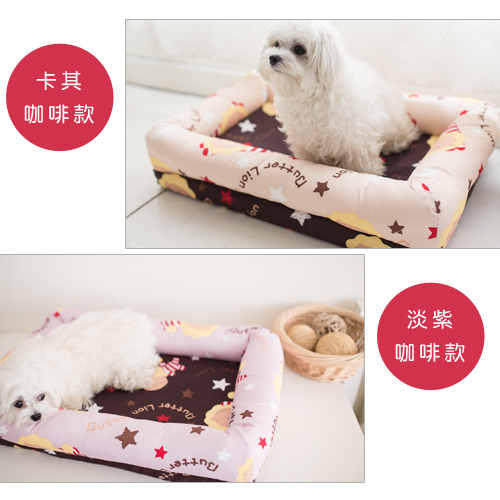 【奶油獅】台灣製造-保暖布套可拆洗-搖滾星星寵物記憶床墊-大(10-25kg適用)卡其咖啡