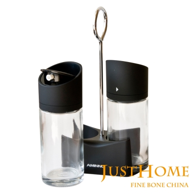 【Just Home】雅仕旋轉式2入油醋瓶附架170ml