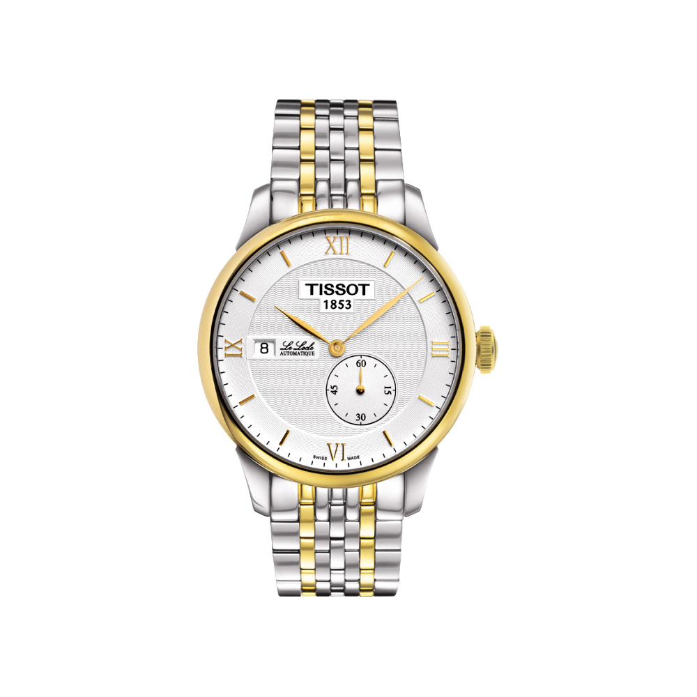 TISSOT 天梭 官方授權 Le Locle 力洛克獨立小秒針機械腕錶-銀x雙色版/39mm