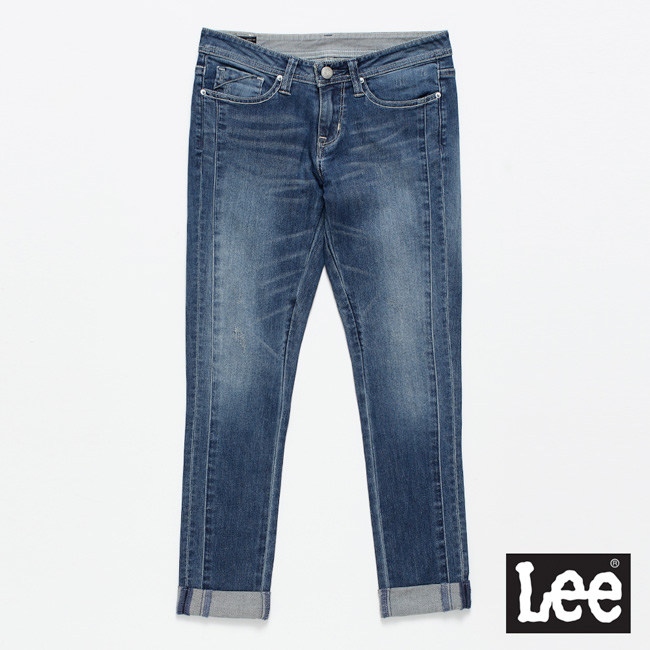 Lee 牛仔褲 329低腰合身窄管牛仔褲/DC-女款-藍