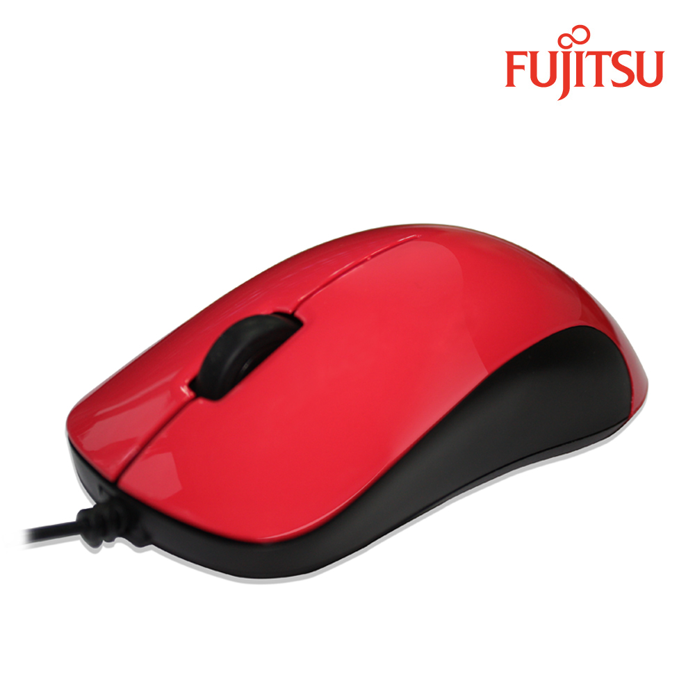 FUJITSU富士通USB有線光學滑鼠(紅)