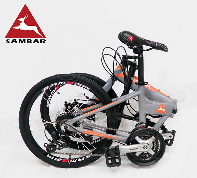 SAMBAR SB-07 20吋451小刀圈輪組24速鋁合金碟煞折疊單車-消光灰