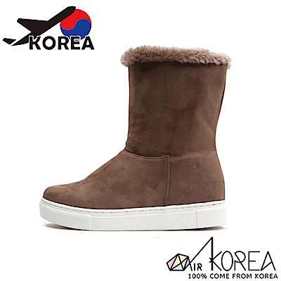 【AIRKOREA韓國空運】正韓內刷毛休閒懶人運動中筒靴-卡其