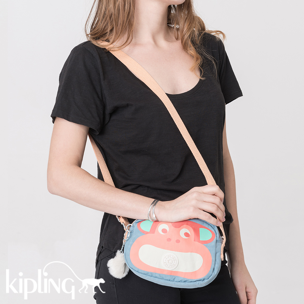 Kipling 斜背包 簡約藍素面-小