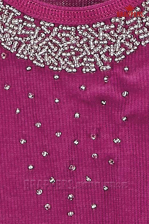 BRAPPERS 女款 女用長版縫珠背心-紫紅