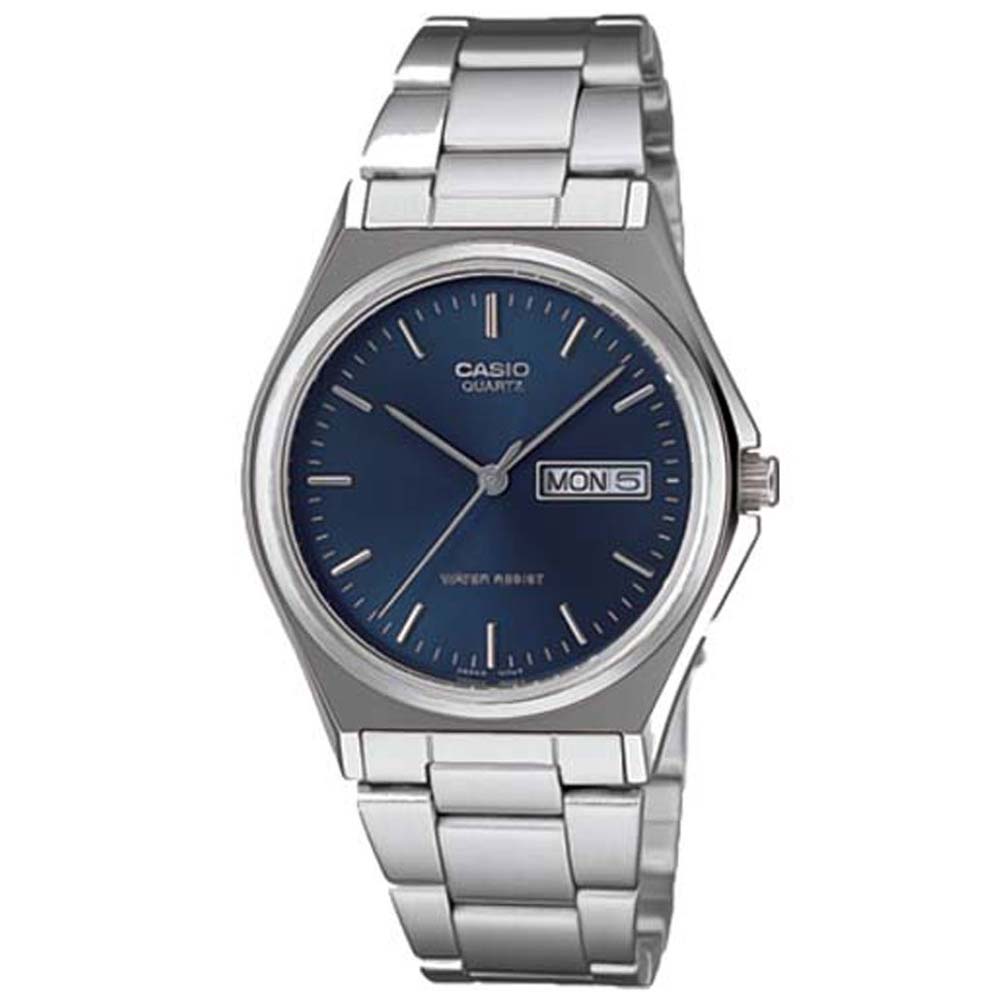 CASIO 經典簡約時尚日曆星期腕錶(MTP-1240D-2A)-丁字藍面/36mm