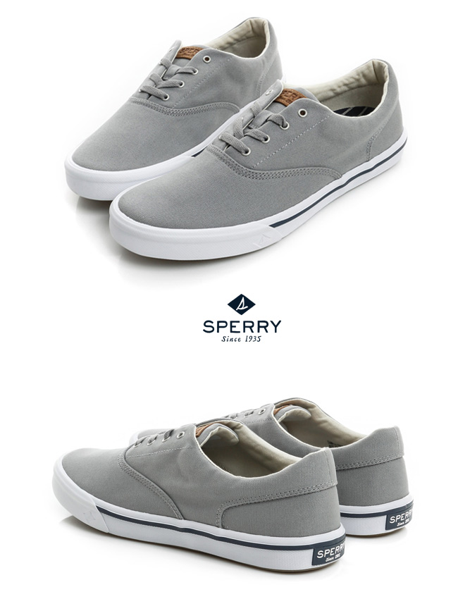 SPERRY Striper 潮流進化吸震減壓帆布休閒鞋(男)-灰