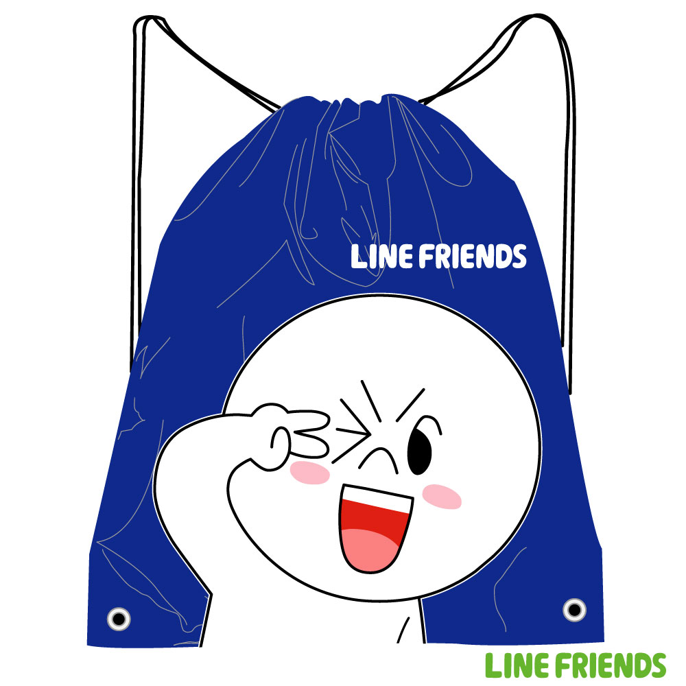 LINE FRIENDS 束口後背袋(藍_YA!饅頭人款)