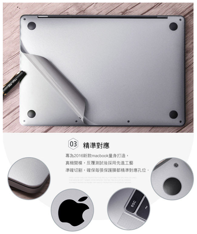 MacBook Pro Retina 15吋Touch bar專用機身保護貼(太空灰)