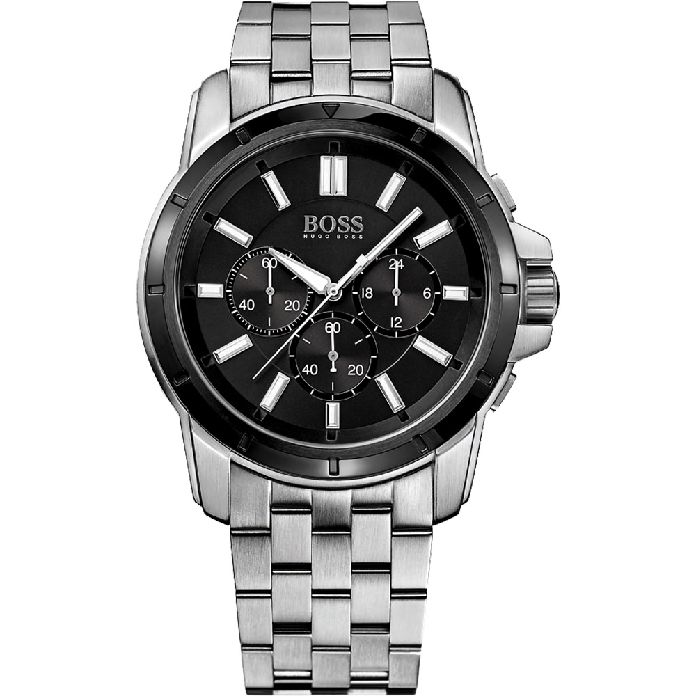 Hugo Boss 英倫紳士系列計時腕錶-黑x銀/46mm