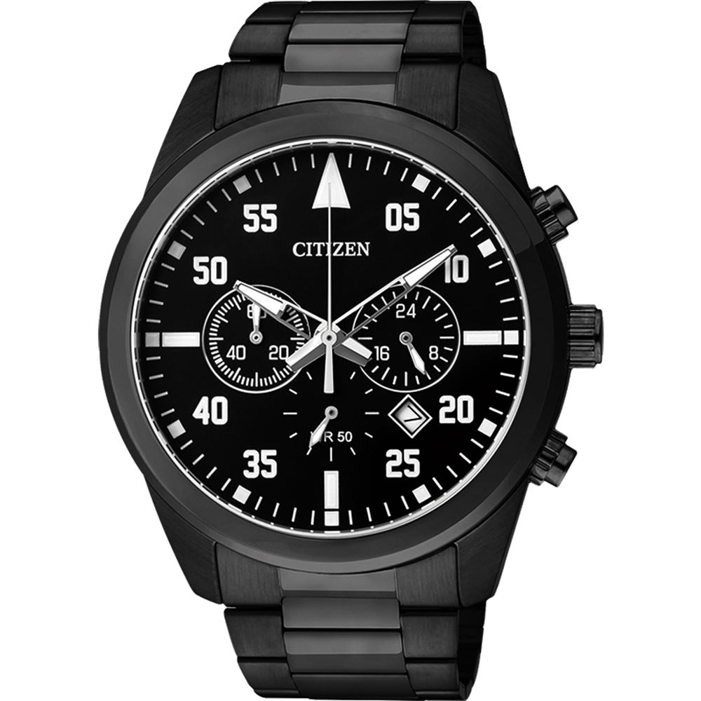 CITIZEN 標新里程計時腕錶(AN8095-52E)-黑/43mm