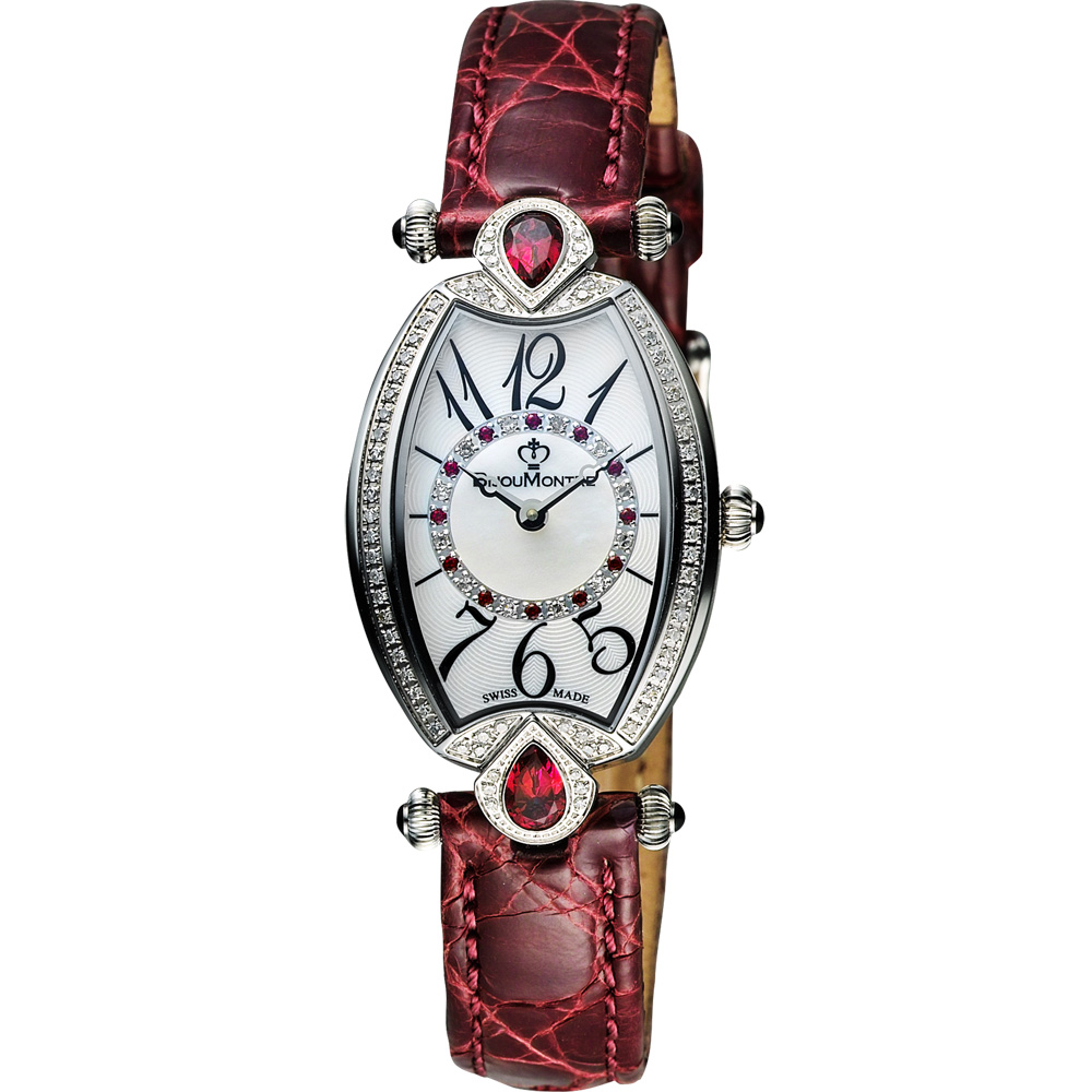 BijouMontre 寶爵 好萊塢璀璨真鑽限量腕錶-珍珠貝x紅/23mm