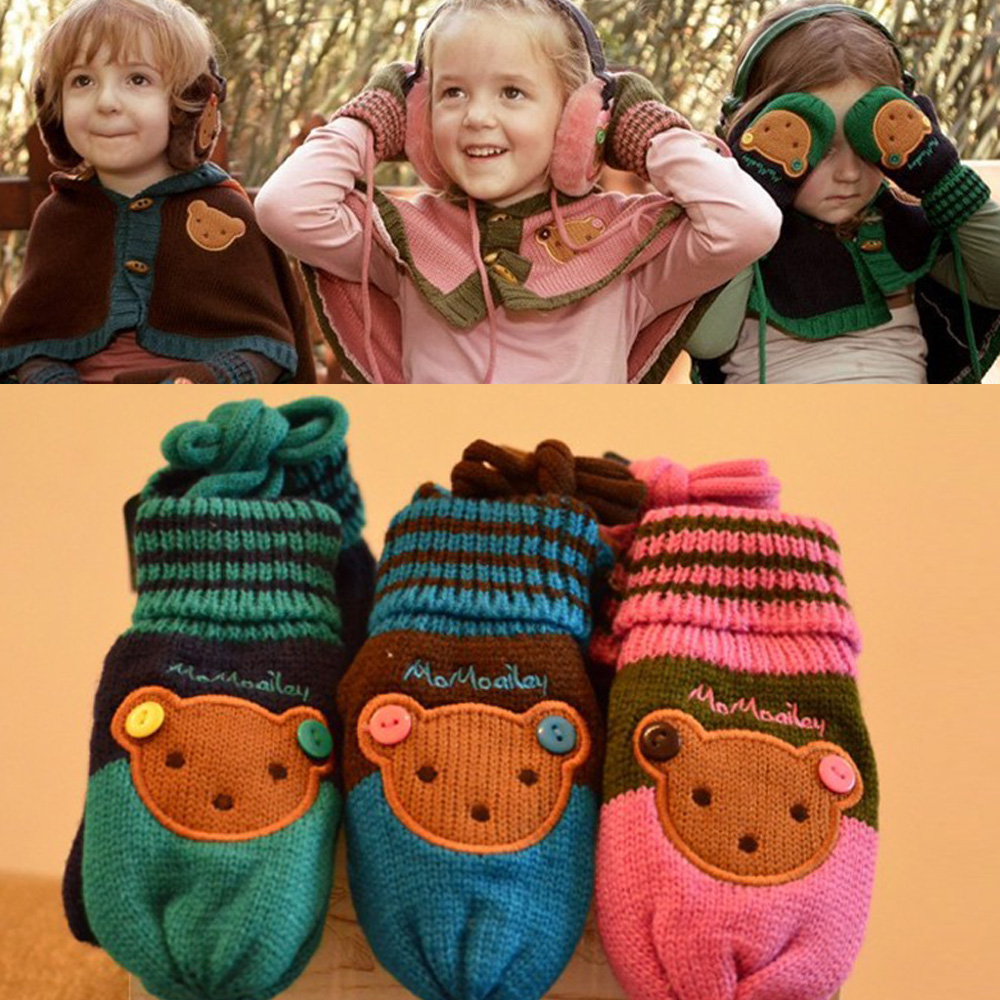 DF 童趣館 - 可愛熊熊超保暖手套-共3色
