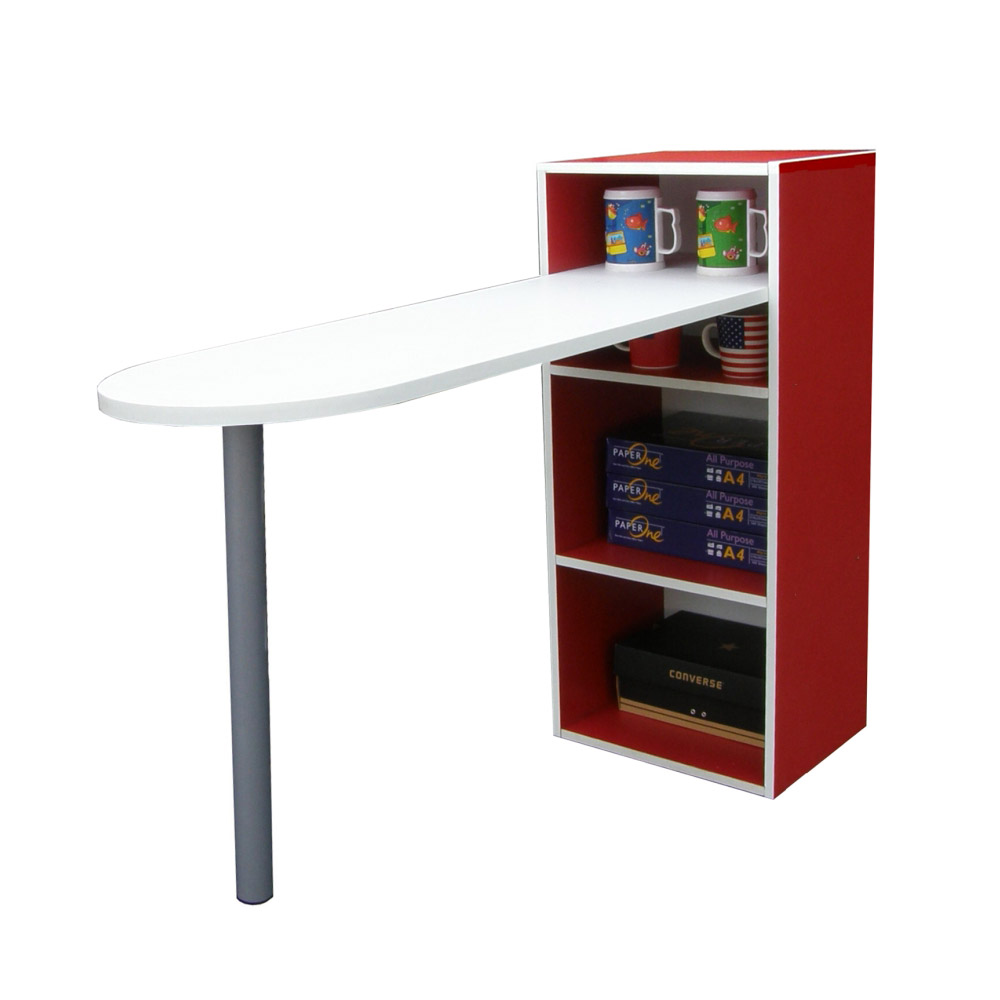 【KIC】桌面75公分(高)120公分(長)[2+2格](蛋頭形)桌櫃型-餐桌(紅白色)