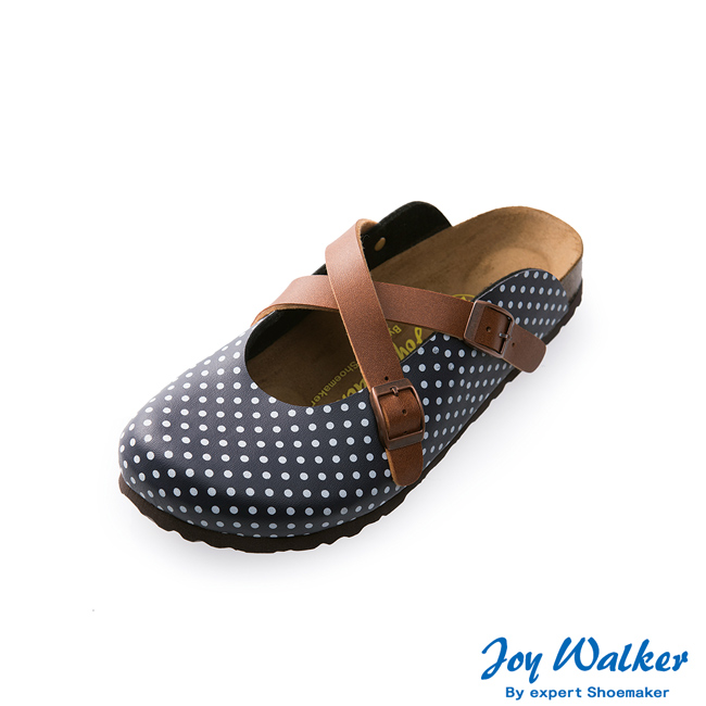 Joy Walker 經典交叉包頭拖鞋*藍點點