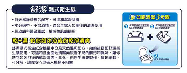 舒潔濕式衛生紙40抽(3包*12袋/箱)