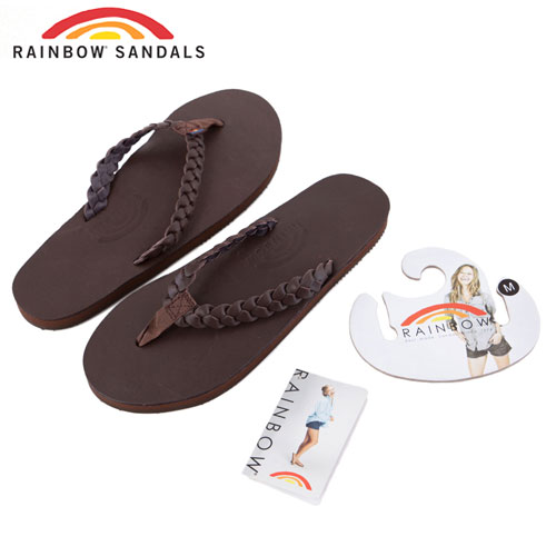 Rainbow Sandals美國全真皮夾腳編織休閒拖鞋-深咖啡色