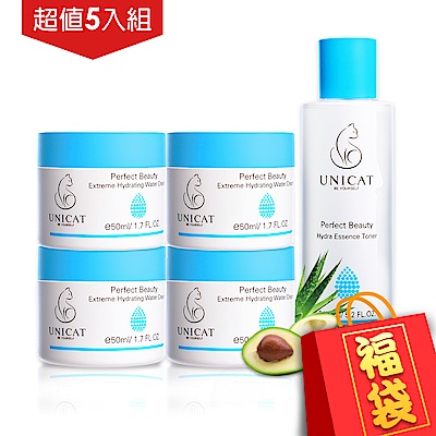 UNICAT變臉貓 肌膚專科 爆水炸彈霜-水潤保濕凝霜50MLX4入+保濕精華水150ML