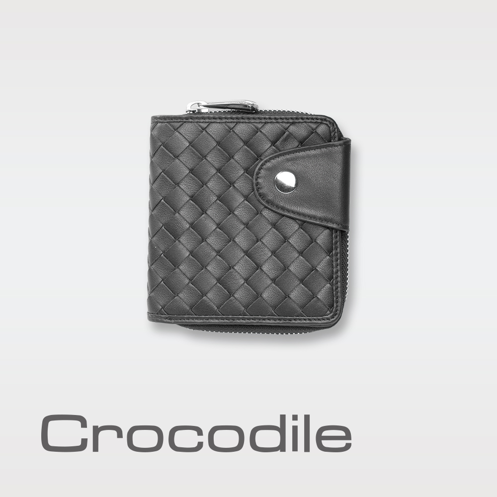 Crocodile Knitting系列多色手工編織拉鍊短夾 0103-6005