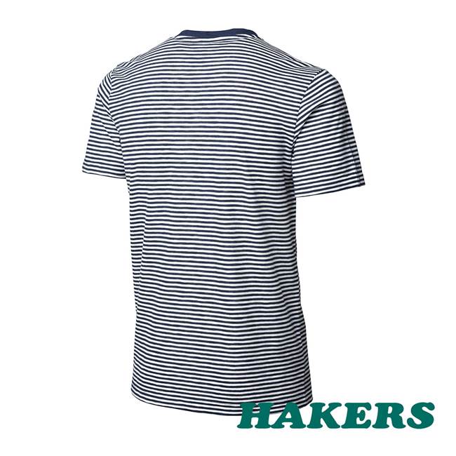 【HAKERS 哈克士】男-抗UV條紋短袖衫-丈青