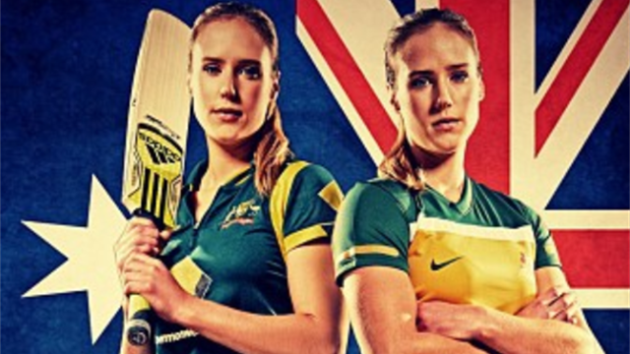 Montaje de Ellyse Perry con la camiseta de la selección australiana de cricket y de rugby. Foto: Facebook Ellyse Perry